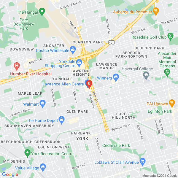 Ontario Conservatory of Music location map: 700 Lawrence Ave W, North York, ON M6A 3B4, Canada, North York, Ontario