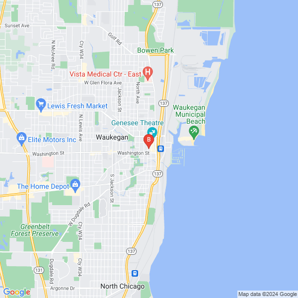 Cary J. Wintroub & Associates - Tus Abogados de Accidentes location map: 23 N County St, Waukegan, Illinois